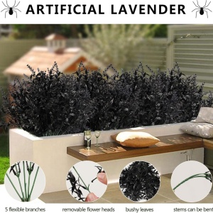 Set de 12 plante artificiale Homcomodar, plastic, negru, 35 cm