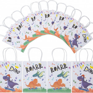 Set de 12 pungi cadou cu dinozauri EKKONG, hartie, multicolor, 21 x 16 x 8 cm - Img 6
