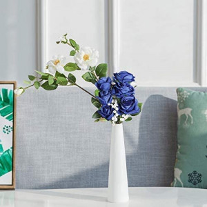 Set de 12 trandafiri artificiali Hawesome, matase/plastic, albastru/verde, 52 x 7 cm - Img 2