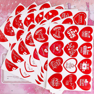 Set de 144 autocolante in forma de inima Qpout, hartie, rosu, 19 x 13 cm - Img 7