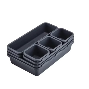 Set de 16 cutii organizatoare Booaee, plastic, gri inchis