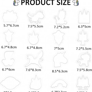 Set de 16 forme pentru biscuiti Miotlsy, model Unicorn, plastic, 5-9 cm - Img 5