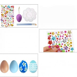 Set de 16 oua pentru Paste cu accesorii pentru decor Lamek, plastic, multicolor, 6,5 x 4,1 cm