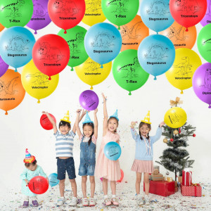 Set de 18 baloane pentru petrecere cu dinozauri TUPARKA, latex, multicolor, 30 cm - Img 4