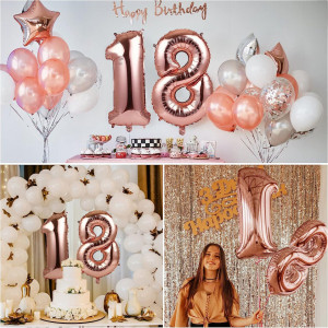 Set de 2 baloane pentru aniversare 18 ani Gwhole, folie, rose, 60 cm - Img 3