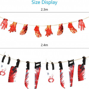 Set de 2 bannere pentru Halloween KATOOM, plastic/carton, rosu/negru, 2,3 / 2,4 m - Img 2