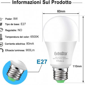 Set de 2 becuri ExtraStar, LED, cu senzor crepuscular, metal/plastic, alb/argintiu, 6 x 11 cm - Img 4
