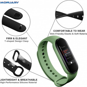 Set de 2 bratari pentru Xiaomi Mi Band 5/6/7 si Amazfit Band 5, Monuary, silicon, verde/portocaliu - Img 2