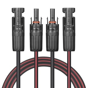 Set de 2 cabluri 12 AWG pentru panoul solar Valemo, plastic/PVC/cupru, rosu/negru, 3 m