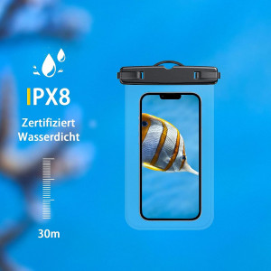 Set de 2 carcase de protectie impermeabile de pana la 7 inchi pentru telefonul mobil MRAIN-H, TPU, transparent