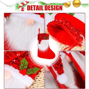 Set de 2 ciorapi pentru Craciun Meiyifan, panza, rosu/alb/verde, 37 x 24 cm