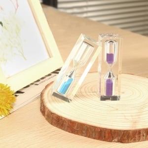 Set de 2 clepsidre pentru copii Caincay, gel de siliciu/acril, albastru/violet, 8 x 2,5 x 2,5 cm