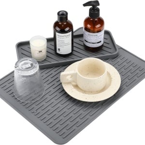 Set de 2 covorase pentru vase Homwarmy, silicon, gri