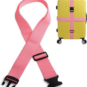 Set de 2 curele pentru bagaje ZoneYan, nailon, roz, 5 x  188 cm 