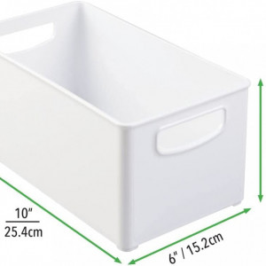 Set de 2 cutii de depozitare mDesign, plastic, alb, 25,4 x 15,2 x 12,7 cm - Img 3