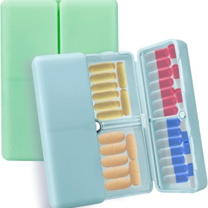 Set de 2 cutii pentru medicamente Zvzm, ABS, albastru/verde, 14,5 x 10 cm