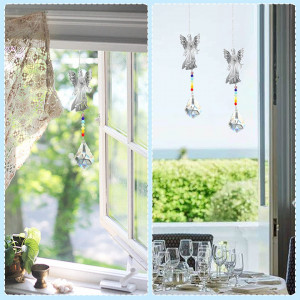 Set de 2 decoratiuni cu cristale pentru fereastra HONMOK, sticla/metal, multicolor, 38 x 3,5 cm - Img 5