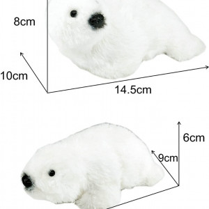 Set de 2 decoratiuni de Craciun Nature Vibe, alb, foca, blana, 15 x 8,9 x 6,1 cm / 10 x 9,4 x 15 cm - Img 3