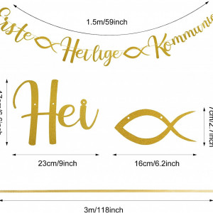 Set de 2 decoratiuni pentru botez FORMIZON, hartie, galben, 150 cm - Img 7