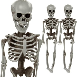 Set de 2 decoratiuni pentru Halloween Dlishka, model schelet, plastic, alb, 40 cm