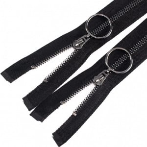 Set de 2 fermoare VOC, textil/metal, negru/argintiu, 73 cm - Img 1