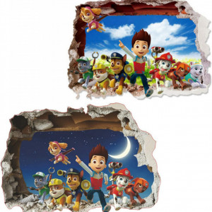 Set de 2 foi cu stickere Kibi, model Paw Patrol, vinil, multicolor, 65 x 43 cm / 70 x 43 cm