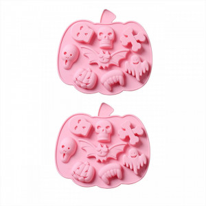Set de 2 forme pentru bomboane de Halloween PAOLA BOLSSOM, silicon, roz, 20 x 25 cm - Img 3
