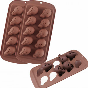 Set de 2 forme pentru ciocolata de Halloween SILICANDO, silicon, maro, 21,5 x 11 cm - Img 1