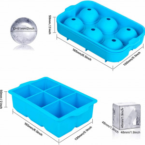 Set de 2 forme pentru cuburi de gheata QcoQce, silicon, albastru, 16,5 x 13 x 5 cm - Img 7