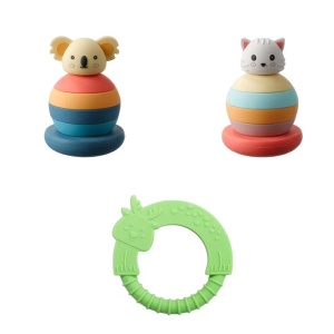Set de 2 jucarii educationale Montessori BoodiBou, silicon, multicolor, 13 x 8,8 cm - Img 8