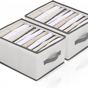 Set de 2 organizatoare pentru haine Jsuoeo, nailon, gri, 32 x 25 x 17 cm