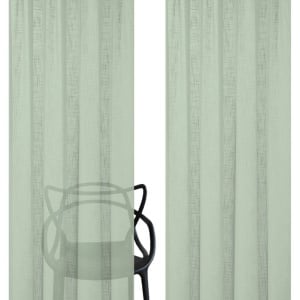 Set de 2 perdele Softy, poliester, verde salvie, 140 x 245 cm