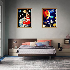 Set de 2 picturi cu diamante Ginfonr, multicolor, 30 x 40 cm - Img 3