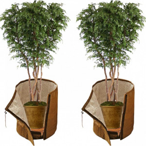 Set de 2 saci de protectie plante TAZZOR, maro, poliester, 45 x 50 cm - Img 1