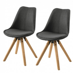 Set de 2 scaune Aledas II cu picioare din lemn masiv, antracit - Img 1