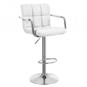 Set de 2 scaune de bar Bergin, metal, alb, 53 x 47 cm - Img 3