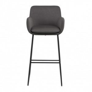 Set de 2 scaune de bar Borris tesatura/metal, gri/negru, 52 x 100 x 53 cm - Img 5