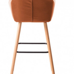 Set de 2 scaune de bar Nicholas I din piele sintetica/stejar/metal, maro, 55 x 101 x 54 cm - Img 2