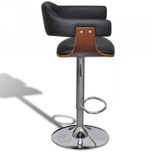 Set de 2 scaune de bar, PAL/metal, maro/negru, 54 x 46,5 cm - Img 2