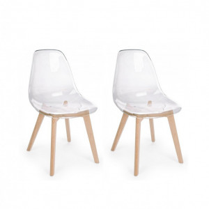 Set de 2 scaune Easy, lemn/ policarbonat, 52 x 82 x 47 cm - Img 1