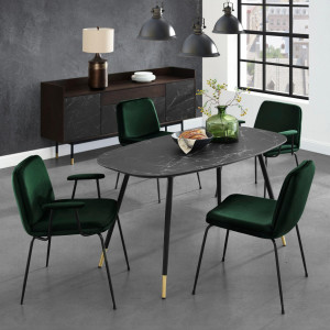 Set de 2 scaune Heine Svaneke, catifea, verde smarald, 51 x 59 x 78 cm - Img 4