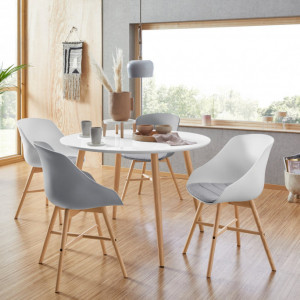 Set de 2 scaune Ken, tesatura/lemn, alb/gri/maro, 50 x 54 x 81 cm - Img 4