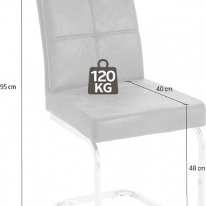 Set de 2 scaune Lale, microfibra/metal, maro/argintiu, 45x61x95 cm - Img 4