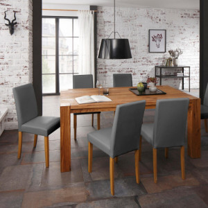 Set de 2 scaune Lucca, piele sintetică, gri , 43 x 56 x 92 cm - Img 3