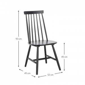 Set de 2 scaune Milas, lemn masiv, negru, 52 x 93 x 45 cm - Img 6