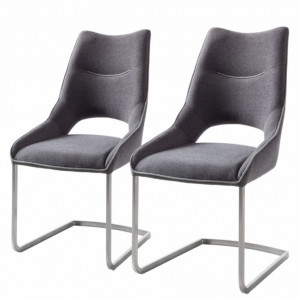 Set de 2 scaune Nidri tesatura / otel inoxidabil, gri, 62 x 96 x 53 cm