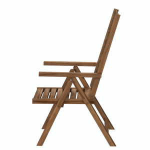 Set de 2 scaune pliabile Mimo III salcam masiv, maro, 57 x 107 x 75 cm - Img 3