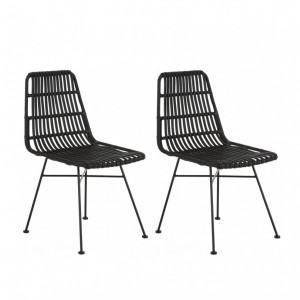 Set de 2 scaune ratan Costa, negru/negru - Img 1