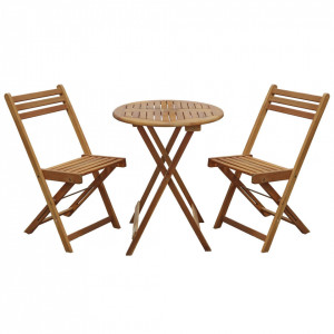 Set de 2 scaune si masa de gradina Leanora din lemn - Img 1