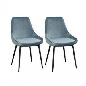 Set de 2 scaune Sierra din catifea, albastru